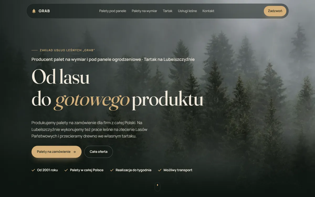 Strona główna tartak-grab.pl – Zakład Usług Leśnych „Grab”